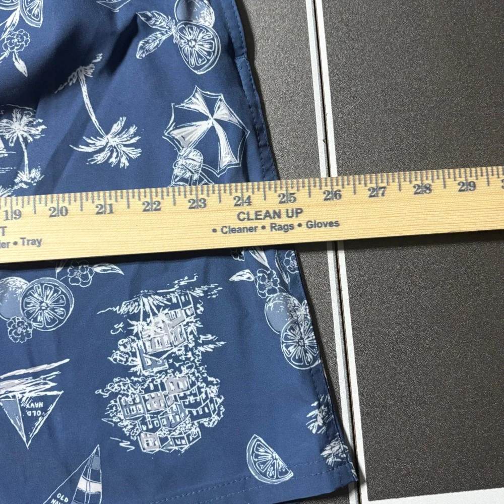 Old Navy‎ Mens XL Swim Trunks Navy Blue Nautical Sailboat Tropical 7 Inch Inseam
